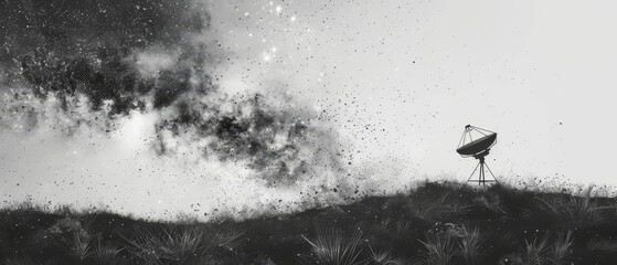 Poster - Abstract mash up of points and lines and a white background with an inscription of stars and the universe.  illustration of the cosmos or space.