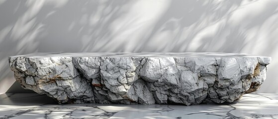 Poster - View of white marble product stand with marble floor background for displaying your packaging or mockup design template.