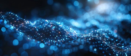 Aufkleber - Abstract illustration of data technology on black background. Low poly shape with connecting dots and lines. Graphs in 3D. Data visualization for big data.