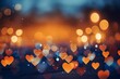 Captivating Atmosphere on Single-Colored Background, heart-shaped, bokeh lights, vibrant, captivating atmosphere