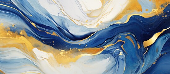 Wall Mural - Abstract Blue and Gold Marbling Background