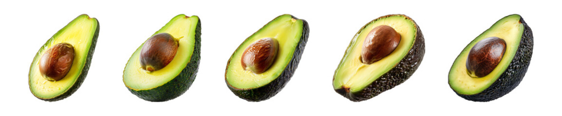 Wall Mural - Collection slices of avocado isolated on a transparent background, PNG