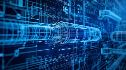 Detailed blueprint illustrates complex structure of fiber optic cable system