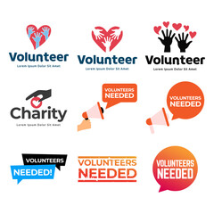 Sticker - Set of volunteer logo premium vector illustration.