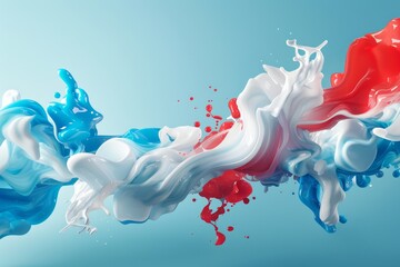 Wall Mural - 3D render of a colorful fluid blob with blue white and