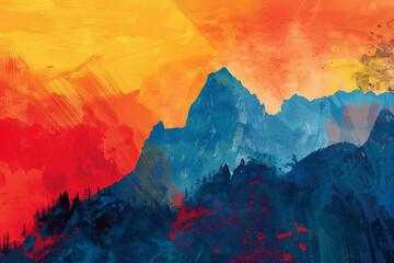 Sticker - A vibrant illustration of a famous mountain peak in Shandong.