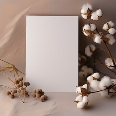 Canvas Print - Invitation card,  blank paper on wooden background