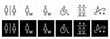 © LAETUS - Restroom Gender symbol icon. Man, Women and Disabled icon set. Modern simple line pictogram vector. linear restroom signage. WC sign symbol.