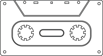 Wall Mural - Vector black and white illustration compact tape cassettes. Web graphics, banners, advertisements, stickers, labels, business templates, t-shirt. Isolated on a white background