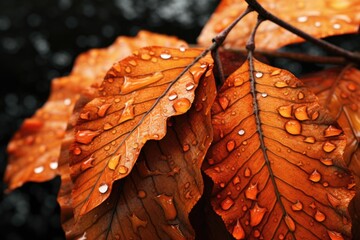 Close up of a leaf with water droplets, ideal for nature backgrounds