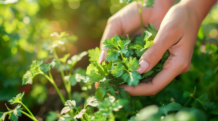 Planting of herbs in the spring