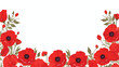 Frame with red poppy. World War II commemorative sym
