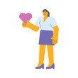 Businesswoman holding heart and smiling