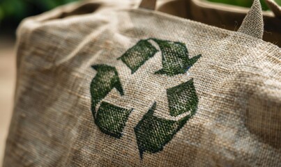 Wall Mural - Biodegradable bags with a universal recycling symbol