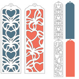 Fototapeta Dinusie - Bookmark with butterfly and hearts, Layered papercut decoration, Gift tag svg for crciut