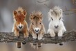 Horse Baby group of animals hanging out on a branch, cute, smiling, adorable