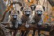 Hyena Baby group of animals hanging out on a branch, cute, smiling, adorable