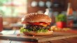 3D Rendered Burger Advertisement Vibrantly Showcasing Perfection and Natural Beauty