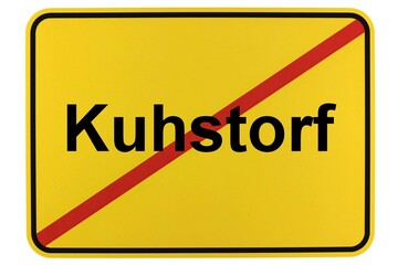 Illustration eines Ortsschildes der Gemeinde Kuhstorf in Mecklenburg-Vorpommern