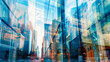 © pilipphoto - Multiple exposure background of modern abstract glass buildings