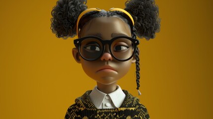 Poster - A cartoon girl with glasses and a sweater on, AI