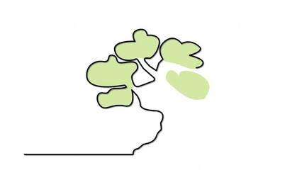 Wall Mural - Self drawing autumn green tree animation.