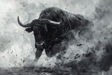 Raging bull concept, a storm of emotion and force, a testament to unbridled power.