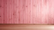 Soft pink vertical wooden wall with a contrasting light wood floor, creating a warm, inviting space.