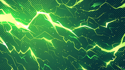Wall Mural - stream of green lightning strikes, half vintage comic book pattern