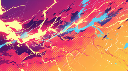 Wall Mural - flow of lightning strikes, vintage comic book half pattern