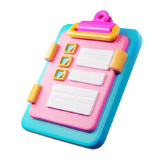 Fototapete - The assignment icon is a clipboard, checklist, and document symbol. Business or education concept. 3D modern image.