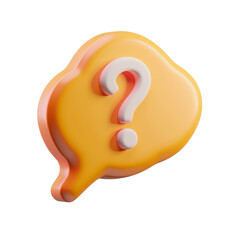Poster - The concept of FAQs, support, and help in a speech bubble with a question mark. 3D modern icon. Cartoon minimalist style.