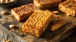 freshly made tempeh, highlighting its nutty texture and golden-brown crust, placed on a rustic cutting board