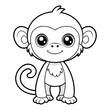monkey drawing using only lines, line art to color and paint. Children's drawings.