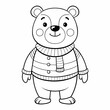 bear drawing using only lines, line art to color and paint. Children's drawings.