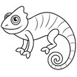 chameleon drawing using only lines, line art to color and paint. Children's drawings.