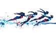 Olympic swimmers synchronized swimming isolated png illustration watercolor.