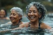 Two Older Women Smiling in Hot Tub