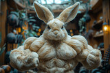 Fototapeta Mapy - Muscular Easter Bunny Figure