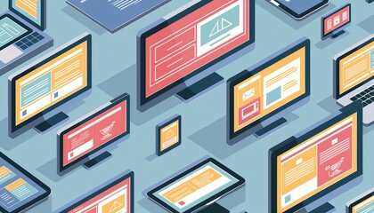 Wall Mural - Responsive Web Development, responsive web development with an image displaying developers coding responsive designs, AI