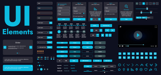 a set of modern web interface elements designed for the development and design of websites and mobil