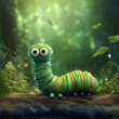 Create a papery style depiction of the contemplative caterpillar emphasizing its delicate features and serene presence.
