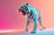 Tigers roar sleeping on pink background