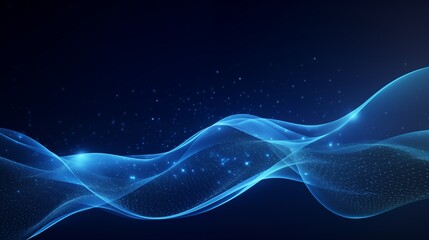 Abstract blue technology background with a cyber network and connected particles.