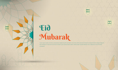 Wall Mural - Eid mubarak background with mandala design in cream design. Simple islamic background design