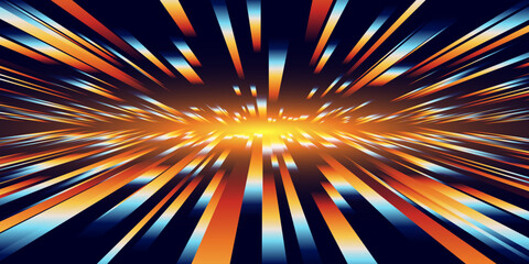Poster - Digital Data Flow Gradient Lines Vector Background. Big Data Technology Lines. High Speed Light Trails. Information Flow in Virtual Reality Cyberspace. Vector Illustration.