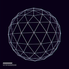 Aufkleber - Glitched Cyberpunk 3D Icosphere. 3D Globe Geometry for Retrowave Vaporwave Synthwave Style Graphic Design. Old Cyberpunk 80s-90s Aesthetic Virtual Reality Concept. Vector Illustration.