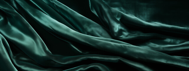 Wall Mural - Teal Satin Fabric with Dramatic Folds