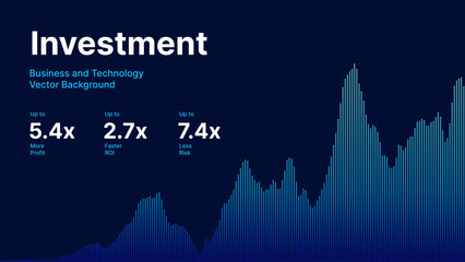 Wall Mural - Business Invest Finance Graph Chart of Stock Market Trading Blue Background. Digital Financial Investment Backdrop. Graph Stock Market Lines. Vector Illustration.