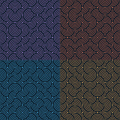 Fototapete - WebSeamless Fashion Truchet Pattern Background. Seamless Vintage Circles Geometric Texture. Vector Background for Prints, Home Decor, Fashion Fabric.